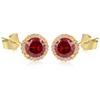 [Q2652] - Gold Plated 'Sissi' Gold Garnet Red Earrings - 8 Mm