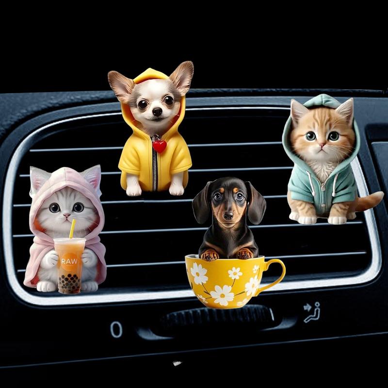 Милый мультяшный 2D котенок, клипса для вентиляции, освежитель воздуха для автомобиля, аромадиффузор для воздуховыпускного отверстия автомобильного кондиционера, украшение салона автомобиля