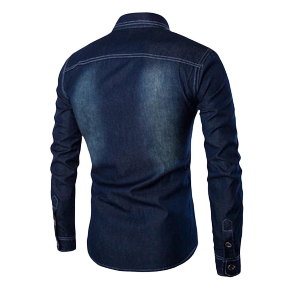 Men's  Casual Fashion Slim Fit Denim Cotton Long Sleeve Shirt Top Blouse