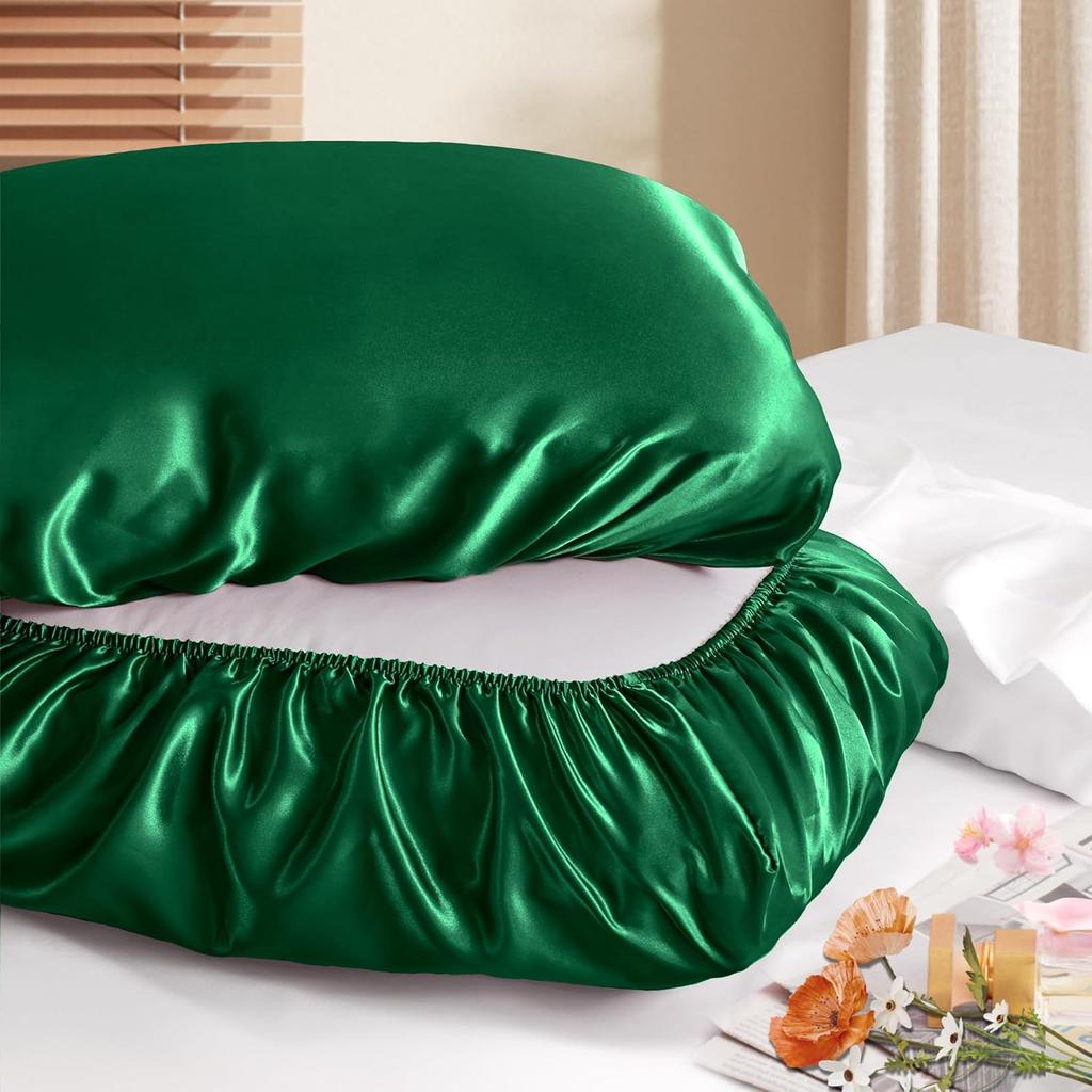 Manyshofu Атласные Наволочки для Защиты Волос - 1 шт. Темно-синие Наволочки, Эластичная Лента, Стандартный и Queen Размеры, Атласные Наволочки, Роскошные Шёлковые Наволочки