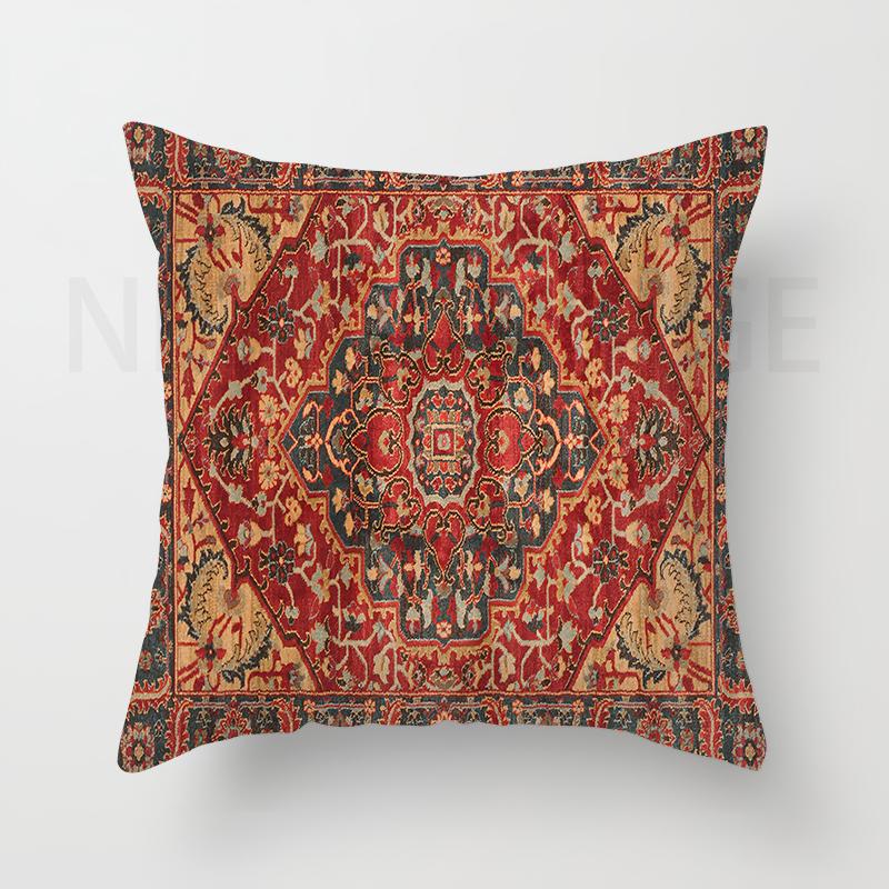 Red Moroccan Ethnic Short Plush Pillowcase Living Room Bedroom Sofa Cushion Cover Home Decor 40x40 45x45 50x50 60x60