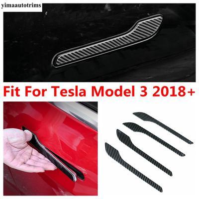 Для Tesla Model 3 2018 Автомобильные накладки-декораторы на ручки наружных дверей, отделка, аксессуары из АБС-пластика под карбон, экстерьер