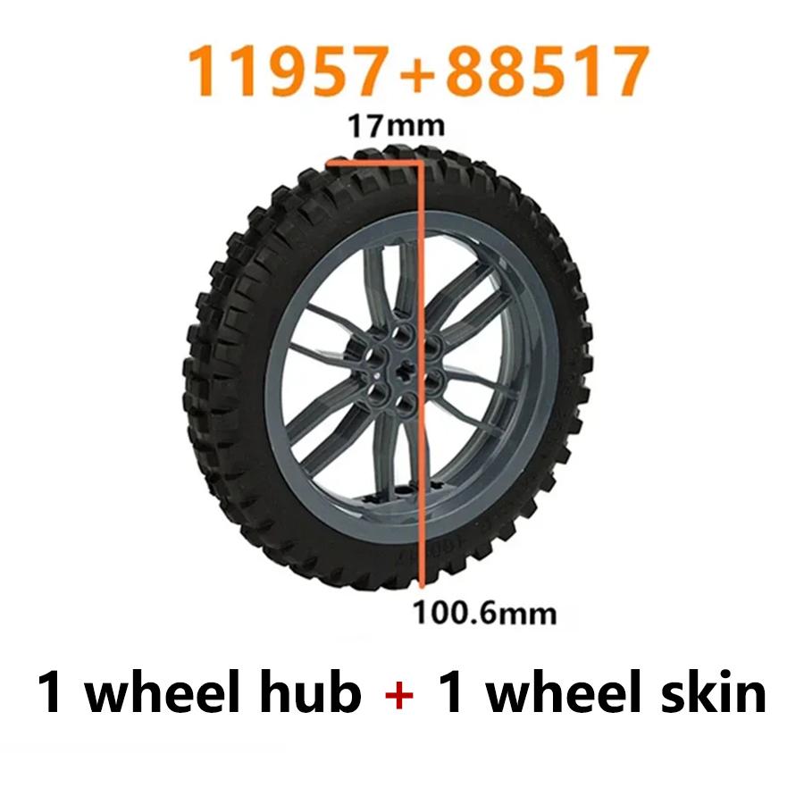 1Pcs Technical Tire & Wheel Hub Building Blocks Compatible with MOC Car Truck Parts