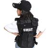 Halloween Costume Cosplay SWAT Vest Hat Costume Police Police Tactical Vest Military Army Cap 2 Piece Set Unisex Barsado Children's Men's (Vest + Hat)