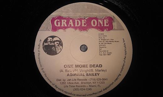 12-дюймовая пластинка ADMIRAL BAILEY One More Dead GO020 Класс Один 1995 США Регги Ска Даб Б/у