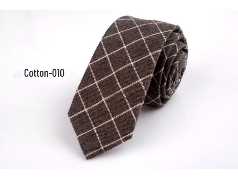 New Plaid Twill Cotton Tie: Men's Business Casual Korean Style for Weddings