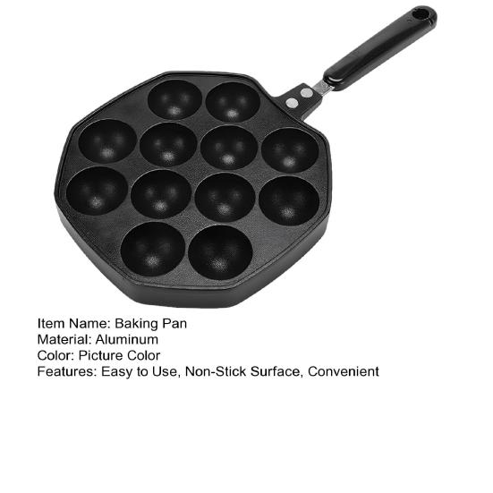 Takoyaki Grill Pan Plate 12 Holes Non-Stick Cooking Grill Baking Pan Octopus Ball Baking Tray for Squid Balls Pancakes