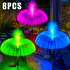 8PC Outdoor Solar Garden Decoration Jellyfish Lamp Outdoor Courtyard Lawn 7 Color Changing Waterproof Home Christmas Day Courtyard Garden Layout