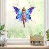2pcs Butterfly Fairy 2D/Flat DIY Hanging Diamond Art Kits Single-Sided Drill Diamond Art Pendant Wall Decor for Home & Windows