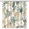 Summer Shower Curtain Green Tropical Plant Palm Tree White Floral Havaii Botanical Shower Curtains for Bathroom with 12 Hooks