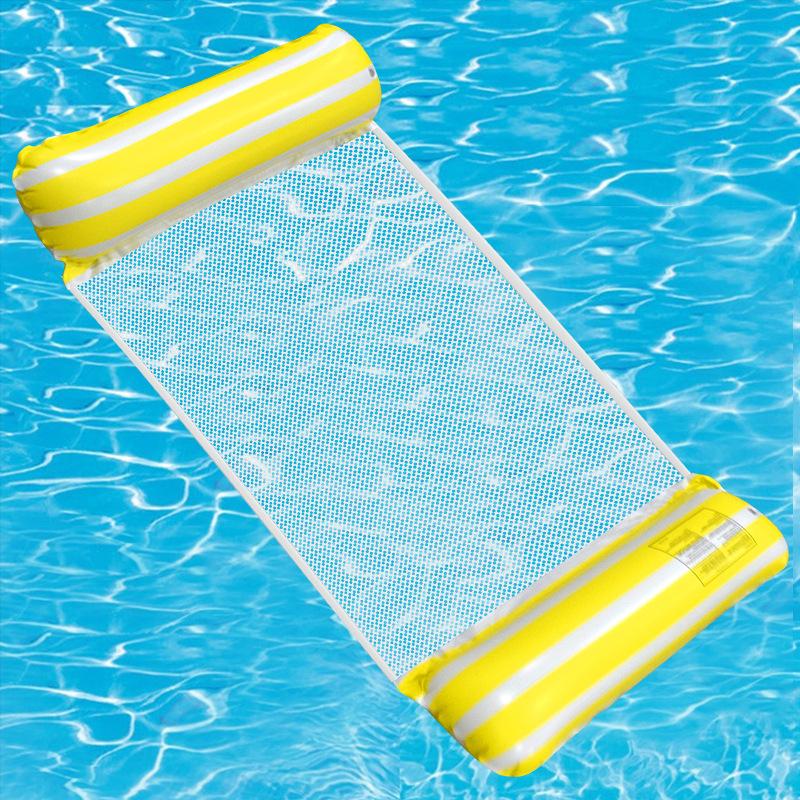 New Inflatable Floating Row Foldable Inflatable Lounge Chair Floating Bed Striped Net Floating Drainage Swimming Pool Hammock