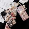 Bling Pearl Crystal Diamond Rhinestone Flower Case For Iphone 15 14 13 12 11 Pro Max/Samsung S23 S22 Ultra S21 S20 FE A14 A24 A34 A54 A13 A23 A33 A53