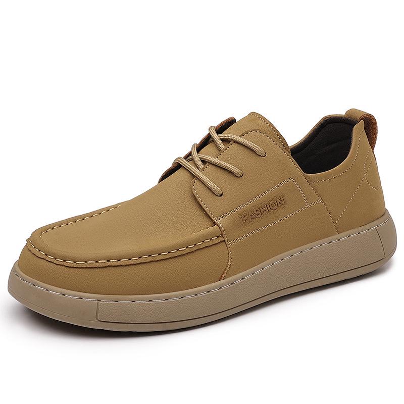 Men's Retro Leather Lace-Up Loafers - Autumn Fashion, Thick Sole, Breathable, Low-Top Casual Shoes