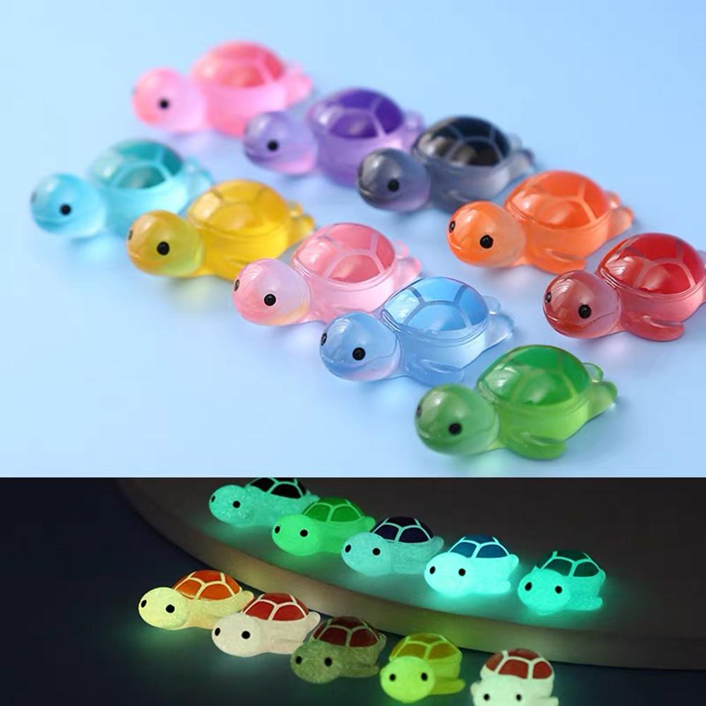 10 шт. светящиеся мини-фигурки морских черепах, светящиеся в темноте, миниатюрные фигурки черепах для сада, миниатюрное моховое ландшафтное украшение
