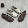 Lightweight Genuine Leather Woven Hollow-out Breathable Sandals Soft Sole Women's Flat Shoes