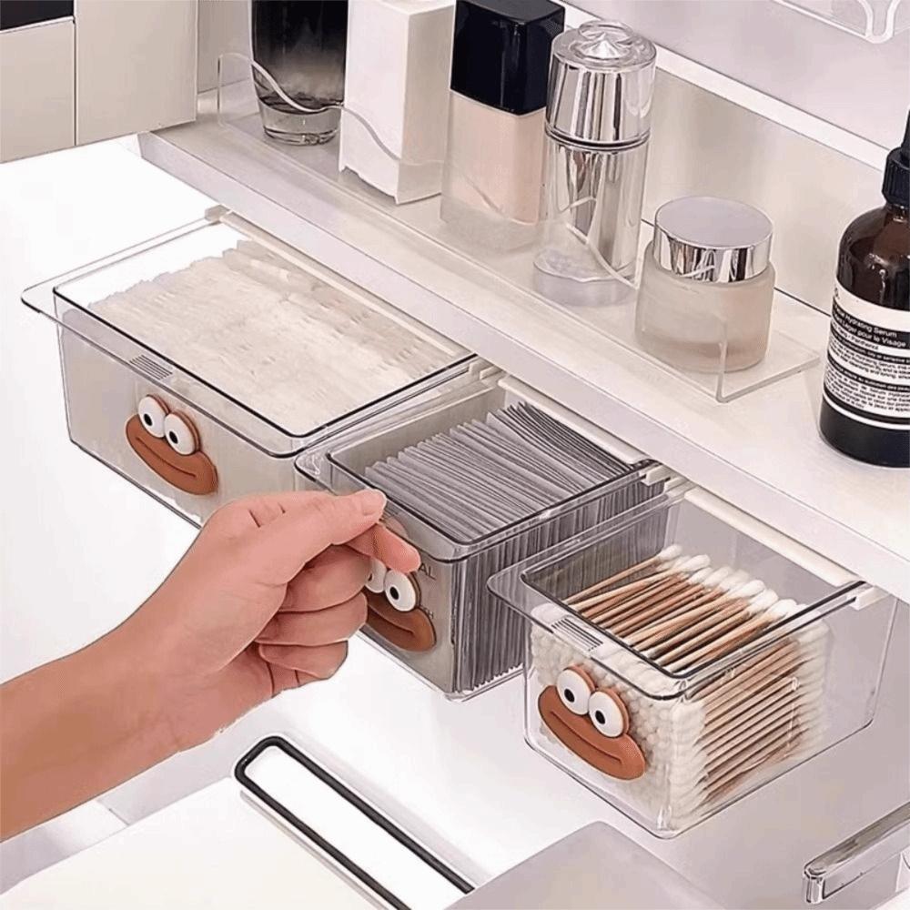 Pull-Out Drawer Style Storage Box PP Makeup Cotton Organizer New Storage Shelf Desktop Storage