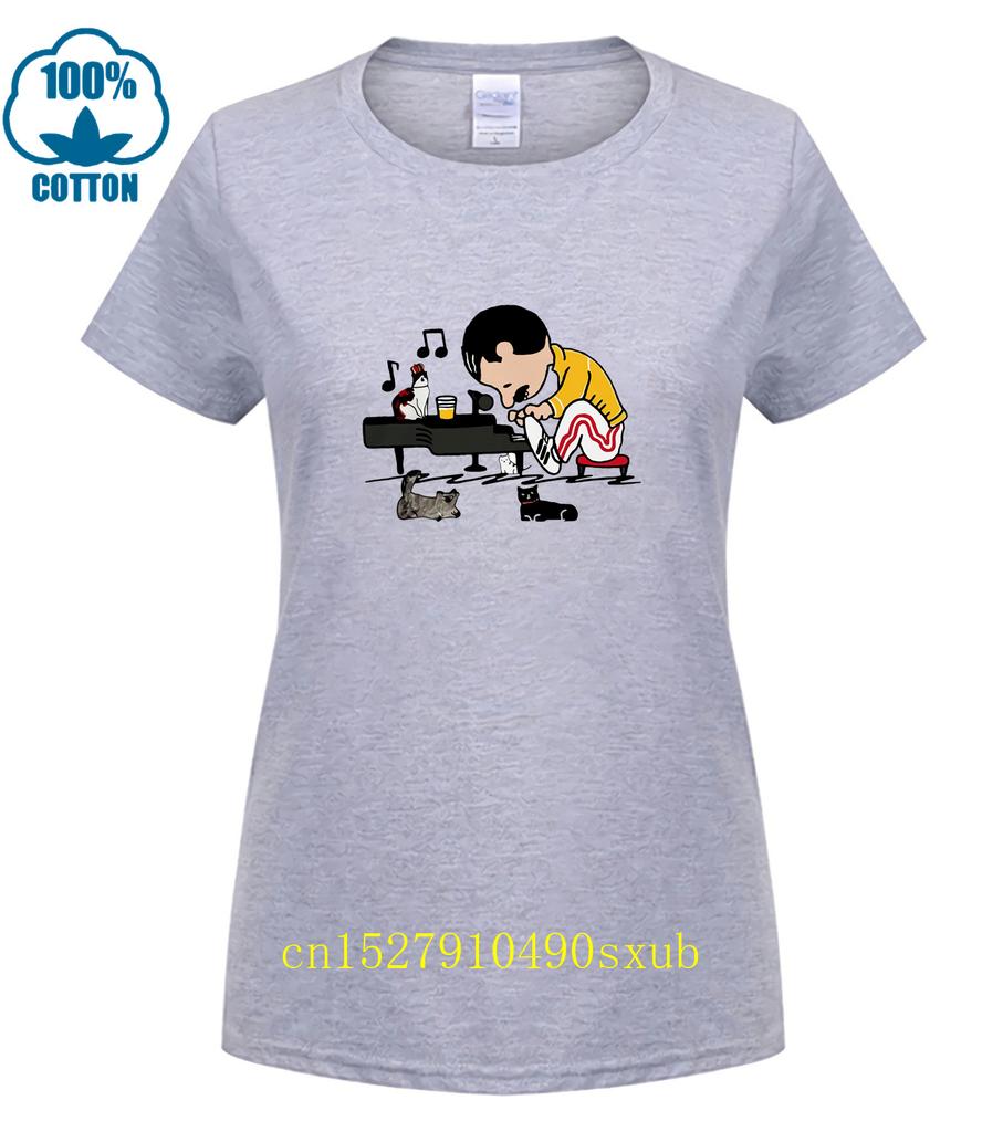hot man t-shirt Freddie Mercury playing piano with cat shirt woman shirt