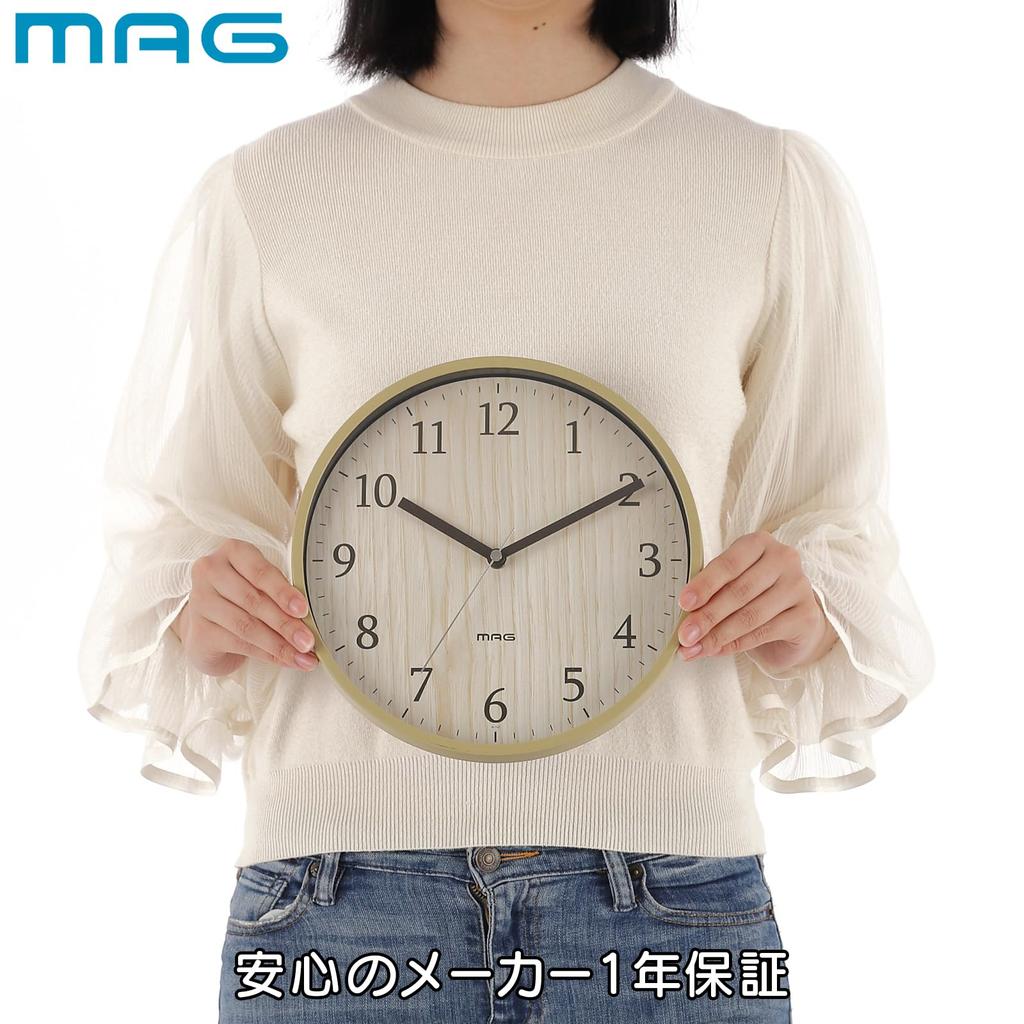 MAG настенные часы аналоговые Azusa Silent Continuous Second Arrow Natural W-742N-Z