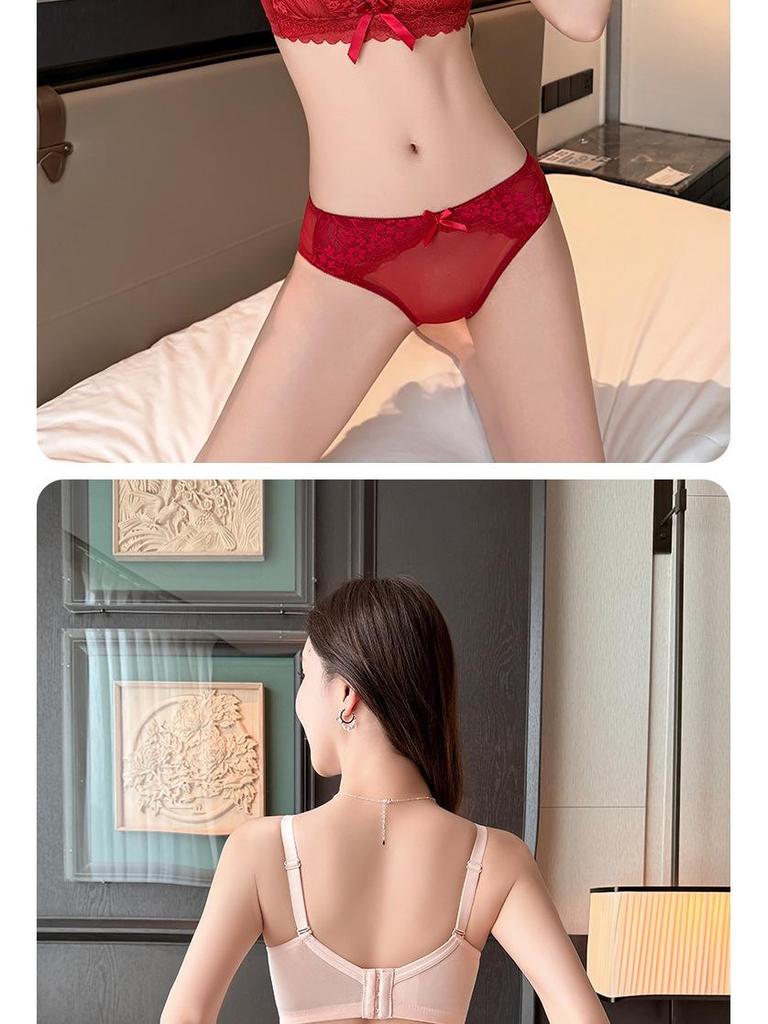 Элегантный кружевной модальный регулируемый комплект бюстгальтера - Сексуальный и соблазнительный в красном