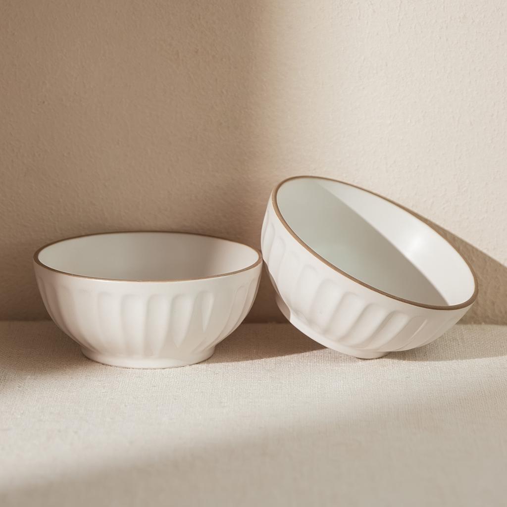 Premium Phnom Penh Ceramic Bowl Household Round Rice Bowl Simple Embossed Tableware Bowl Small Bowl Dessert Bowl