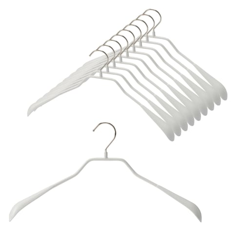 MAWA German Bodyform Non-Slip Hangers, 42L, Set of 10, White, 10-Year Warranty