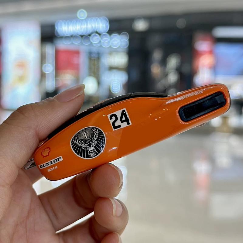 AABKW1 Lava Orange Car Key Case ABS Protective Fob Cover For Porsche Cayenne Macan Panamera 718 Taycan 911 Key Interior Accessories