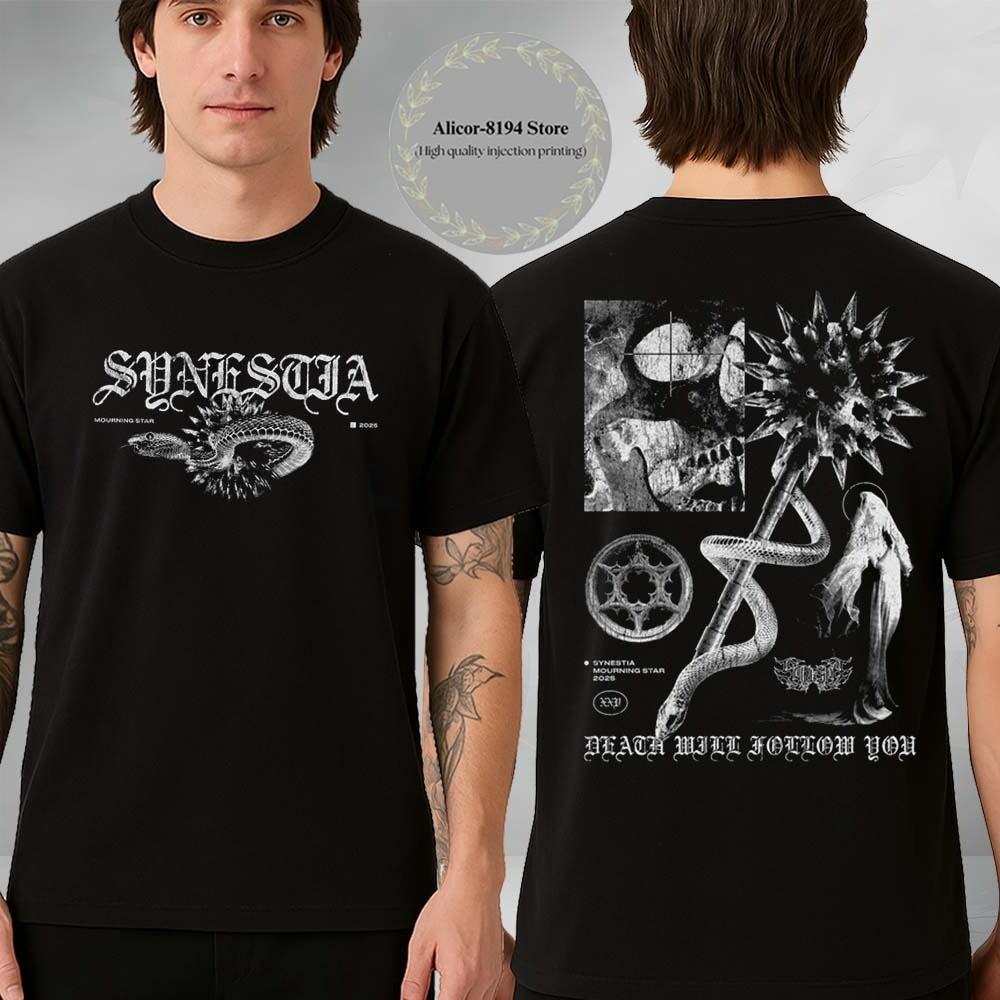 Футболка Synestia Mourning Star с графикой в стиле блэк-метал, футболка 2025 года