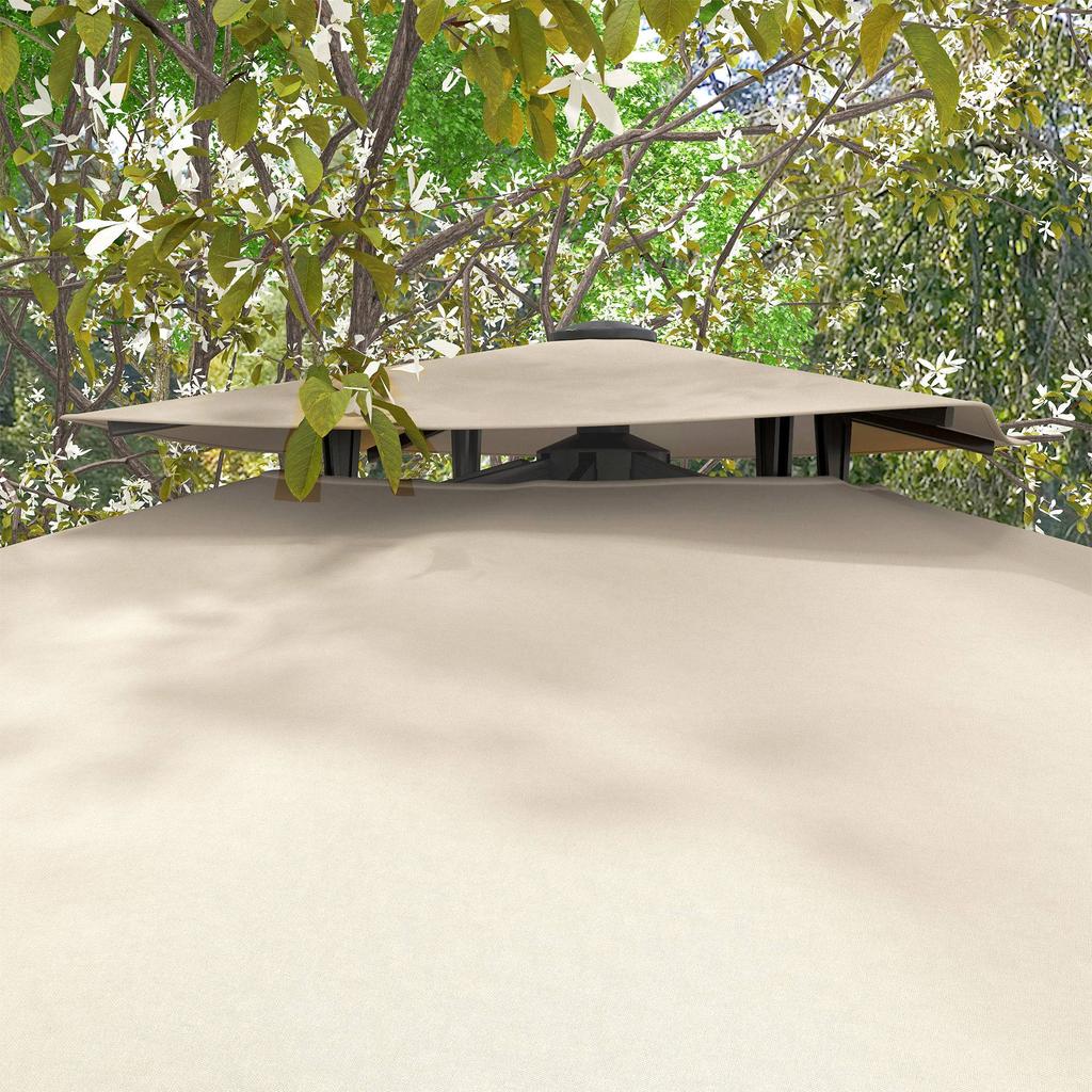Offset Square Parasol 3 X 3 M Crank Cross Base 360 Degree Rotation Polyester 250 G M² Double Top 8 Ribs Khaki