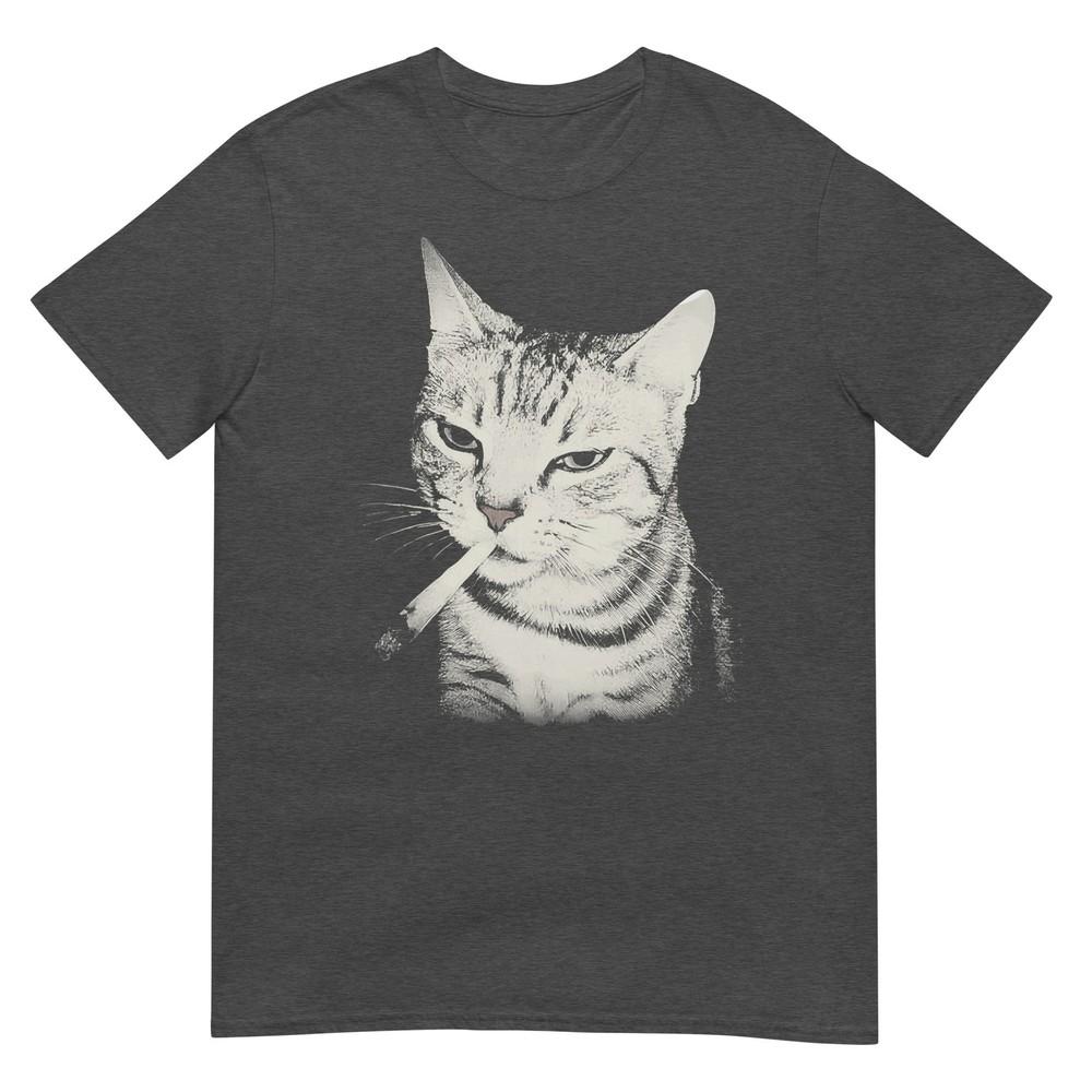 Курящий Кот Котёнок Сигарета Смешной Мем Тупой Мозговая Гниль Футболка