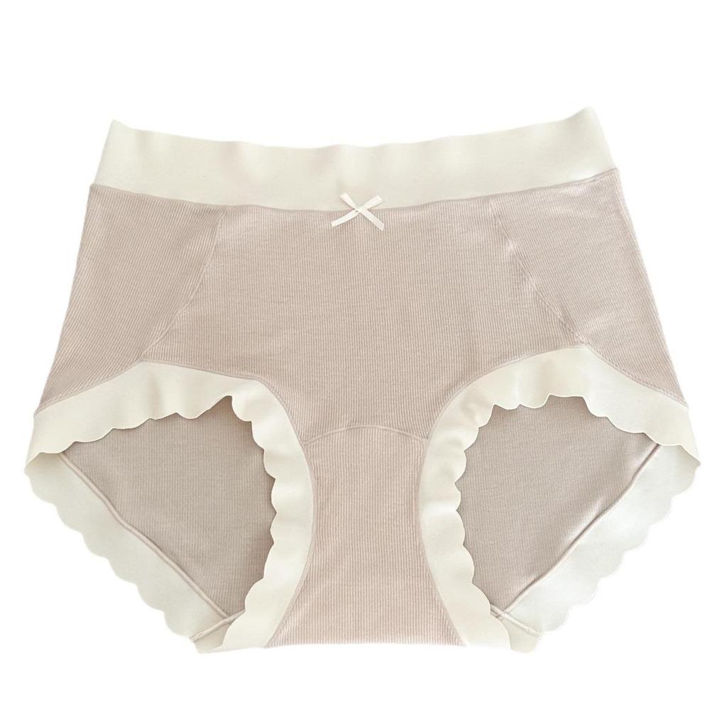 N9120 Morandi Brushed Acrylic Self-Heating High Waist Women's Antibacterial Underwear - Medium Micro-Abdomen