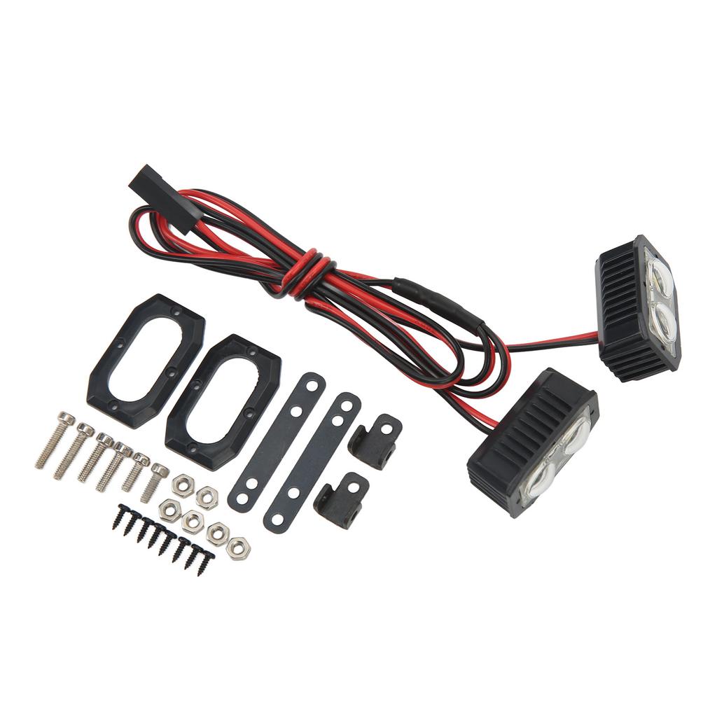 RC Headlight 4 LED White Lighting Color Plastic Housing 2.54JR Connector Removable Brackets RC Spot Lamp for 1 10 5 To