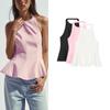 Summer New Arrival Women's Clothing Silm Slim Looking Sleeveless Minimalist All-Match Halterneck Fashion Casual Top 4772040