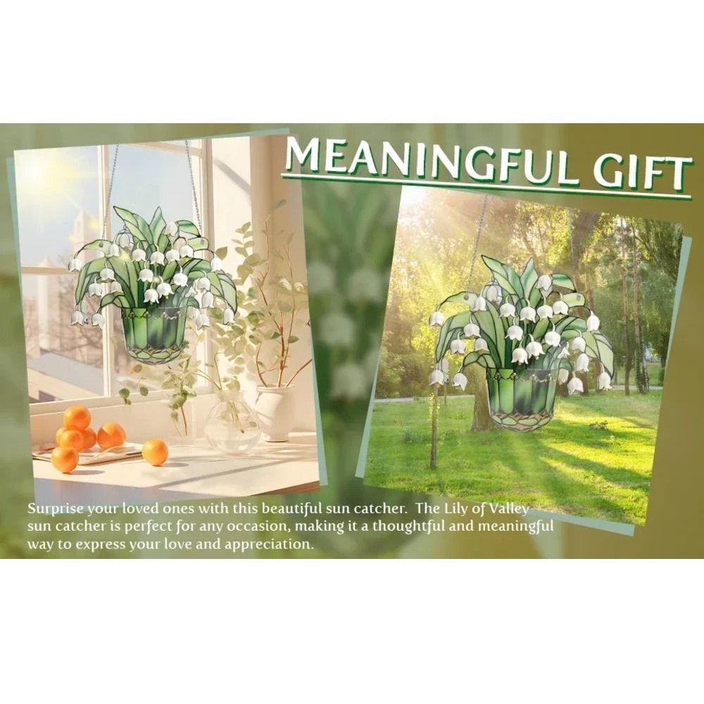Элегантный Цветок Долины Ловец на Окно Подвесной Ловец Солнечного Света 2D Цветочный Орнамент Окно