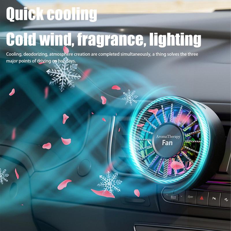 Car Fans USB Fan For Car Vent Scent Decoration With Colorful Light Portable Small Cooler For Pickup Vehicle Truck Home Room RV