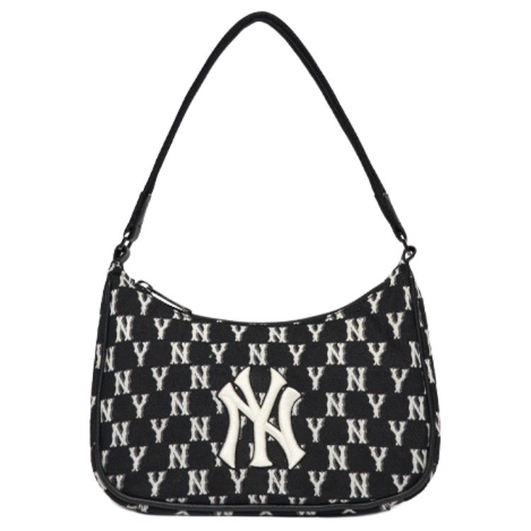 New MLB NY Yankees Hobo Bag Shoulder Bag Monogram Collection Women's Black/White 3ABQS012N-50BKS