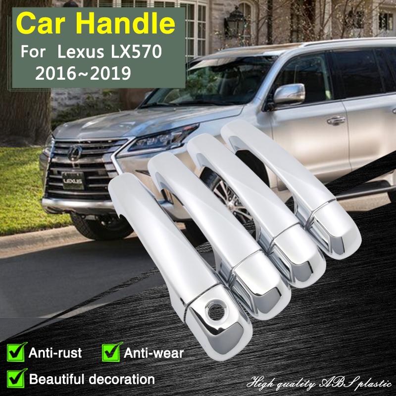 Fit for Lexus LX570 J200 LX450d 2016~ Chrome Smart Door Handle Cover Car Exterior Decorate Accessories Protective Stickers