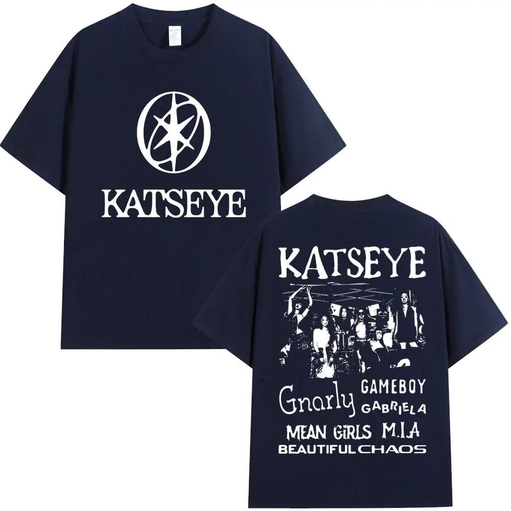 Оверсайз K-pop Футболки с принтом Katseye Мужские Уличная одежда Хип-хоп Мода Мужские Популярные Футболки Хлопок Оверсайз Футболки Уличная одежда