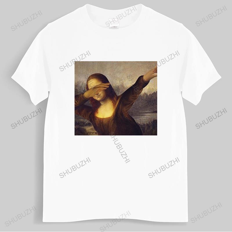 Tshirt Unisex Cotton Tops Unisex Dabbing Mona Lisa Dab Hiphop Classic Art Gioconda Black Unisex T Shirt Euro Size