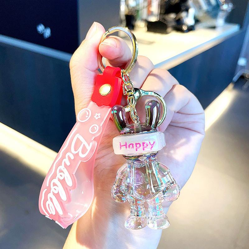 Colorful Glowing Rabbit Keychain Stylish Acrylic Cartoon Accessory For Bags And Keys