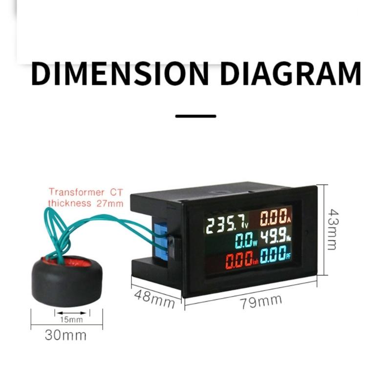 D69-2058 Electric Energy Gauge Digital Color LCD Tester with Accurate Ammeter Voltmeter Tester for Industrial Use