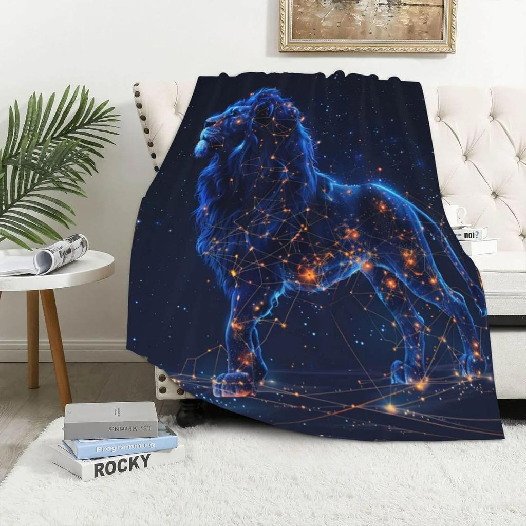 White Tiger Throw Thin Blanket Animals Printed Lightweight for Couch Home Decor Gift for Lion Tiger Elk Bears Dogs Cats Lovers