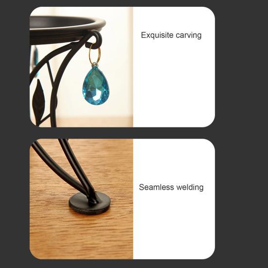 Металлическая подставка для растений, круглый держатель для кашпо с подвесками из искусственного хрусталя, 3 ножки, с покрытием, для декора дома и сада