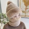 Women Winter Hat with Integrated Scarf Thick Plush Warm Windproof Full Protection Outdoor