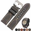 Watchband Watchbands 22mm 24mm Genuine Leather Watch Strap Women Men Manual Cowhide Band Silver Black Buckle