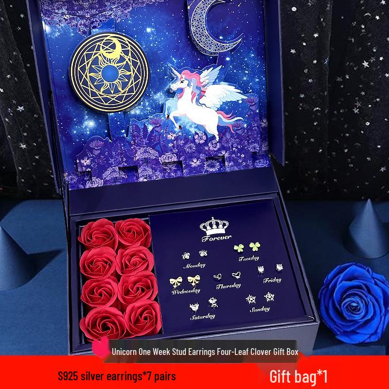 S925 Silver Stud Earrings Gift Set for Her - Perfect for Christmas, Birthday, or Special Occasion