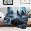 The song of the wolf at dusk Throw Blanket Luxurious Soft Fuzzy Blanket for Sofa Bed