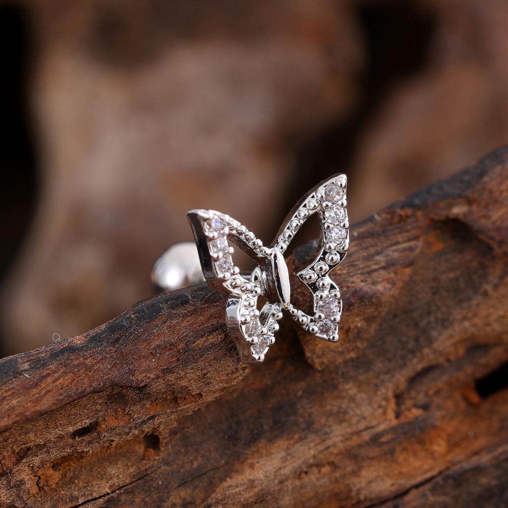 Набор из 10 серег для хряща средней части хеликса, трагуса, конха, 20G, гипоаллергенная хирургическая нержавеющая сталь, циркон, женские пирсинг-украшения