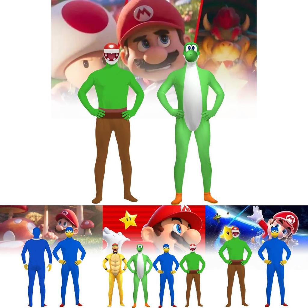 Colorful Long Sleeve Super Mario Jumpsuit 3d Printed Cosplay Outfit For Halloween Fun