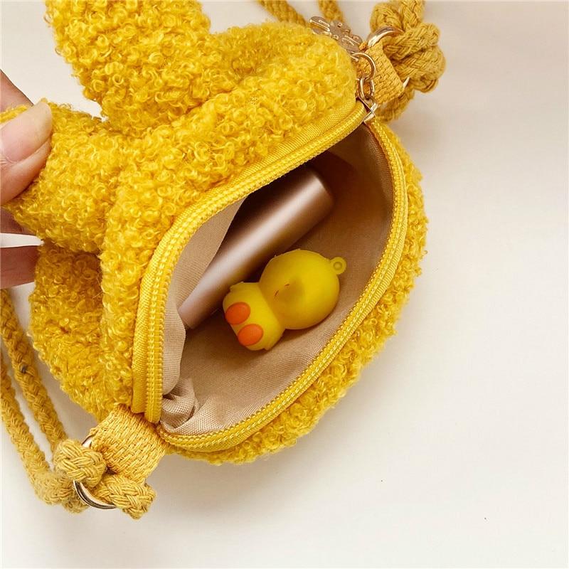 Kawai маленькие мягкие плюшевые сумки через плечо с кроликом для маленьких девочек, портмоне, сумки, детские модные сумки на плечо, внешняя сумка для монет, карточек