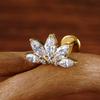 ASTM F136 Titanium 16G Marquise Lotus CZ Flower Flat Back Stud Labret Tragus Helix Cartilage Conch Earring Piercing